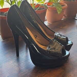 Elegant Black Peep-Toe Heels